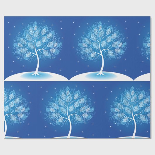 Weiße Bäume im Schnee Geschenkpapier (Flach)