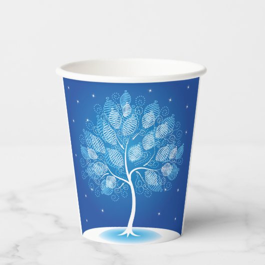 Weiße Bäume im Schnee Pappbecher (Vorderseite)