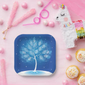 Weiße Bäume im Schnee Pappteller (Party)