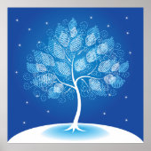 Weiße Bäume im Schnee Poster (Vorne)