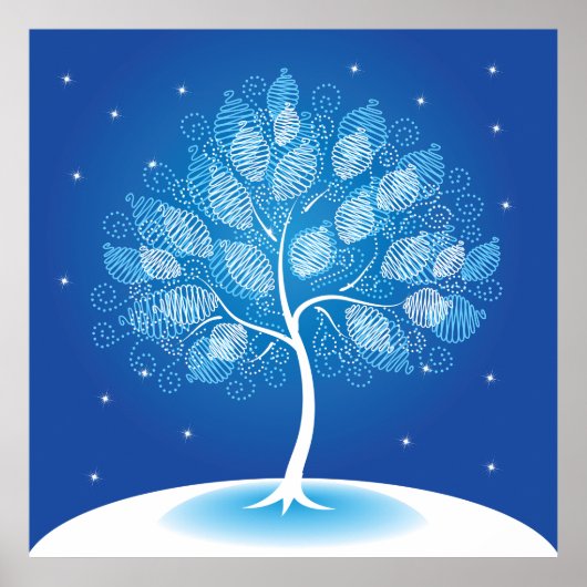 Weiße Bäume im Schnee Poster (Vorne)