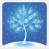 Weiße Bäume im Schnee Quadratischer Aufkleber (Vorderseite)