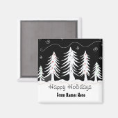 Weiße Bäume in Schwarz und Weiß Magnet (Vorderseite/Rückseite)