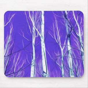Weiße Bäume intensiver blauer Himmel im Februar Mousepad