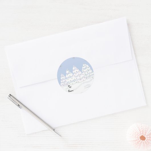 Weiße Bäume Runder Aufkleber (Umschlag)