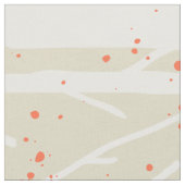 Weiße Bäume und orangefarbene Polka-Punkte Stoff (Nahaufnahme)