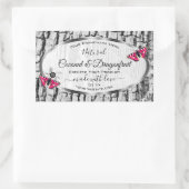 Weiße Baumrinde mit rosa Schmetterlingsmarken Rechteckiger Aufkleber (Tasche)