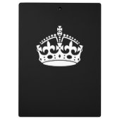 Weiße Behalten, ruhige Krone auf schwarz Klemmbrett (Rückseite)