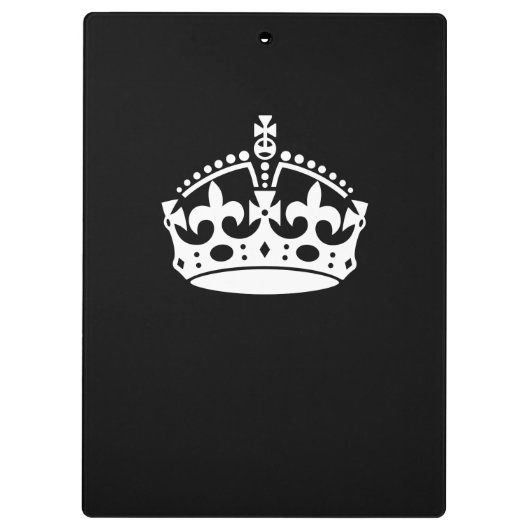 Weiße Behalten, ruhige Krone auf schwarz Klemmbrett (Rückseite)