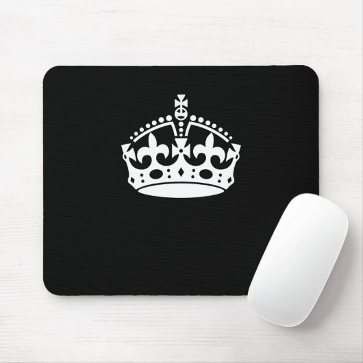 Weiße Behalten, ruhige Krone auf schwarz Mousepad (Mit Mouse)