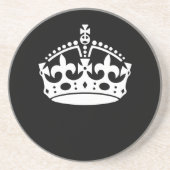 Weiße Behalten, ruhige Krone auf schwarz Sandstein Untersetzer (Vorne)