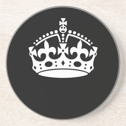 Weiße Behalten, ruhige Krone auf schwarz Sandstein Untersetzer (Vorne)