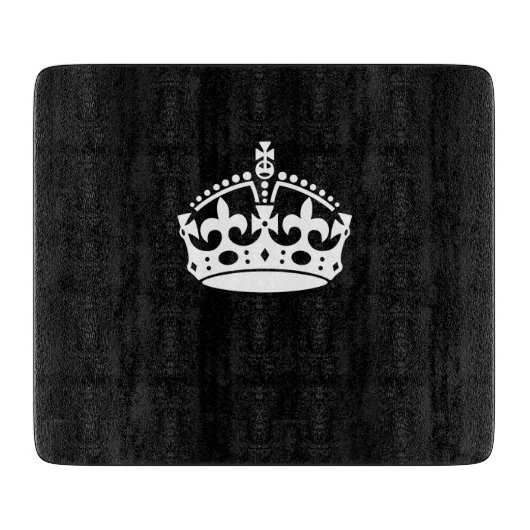 Weiße Behalten, ruhige Krone auf schwarz Schneidebrett (Vorderseite)