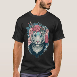 Weiße Bengal Tiger Blumenkrone Floral Tier T-Shirt