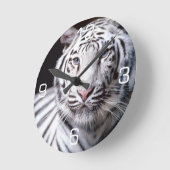 Weiße bengalische Tiger-Fotografie Runde Wanduhr (Winkel)