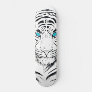 Weiße bengalische Tiger-Tinten-Kunst Skateboard