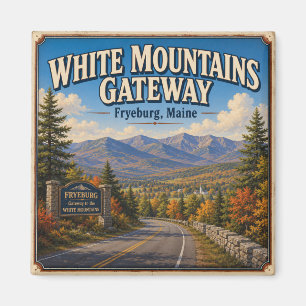 Weiße Berge Gateway Fryeburg Maine Vintage Magnet
