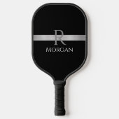 Weiße Bezeichnung & graue Monogramm, Silberne Bar  Pickleball Schläger (Vorderseite)
