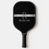 Weiße Bezeichnung & graue Monogramm, Silberne Bar  Pickleball Schläger (Rückseite)