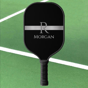 Weiße Bezeichnung & graue Monogramm, Silberne Bar  Pickleball Schläger