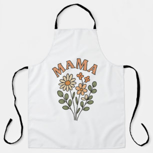 Weiße Bib-MAMA-Schürze mit retro Blumenstrauß Schürze