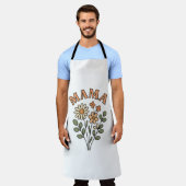 Weiße Bib-MAMA-Schürze mit retro Blumenstrauß Schürze (Getragen)