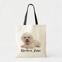 Weiße Bichon Frise Welpe Hund Schwarze Liebe