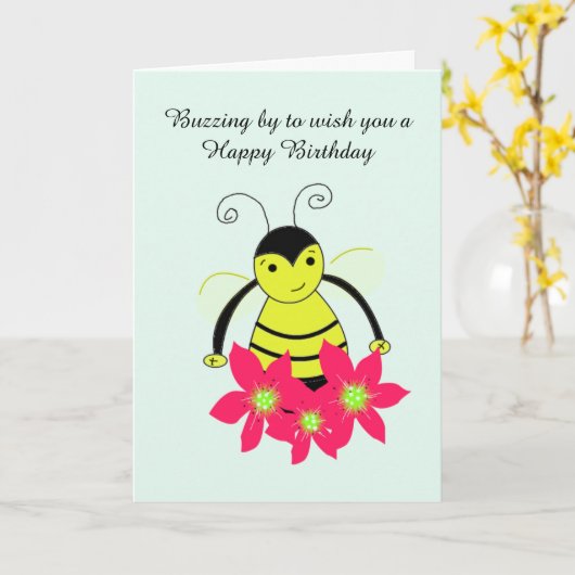 Weiße Biene mit Blume Karte (Gelbe Blume)