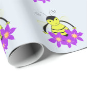 Weiße Biene mit hellen Blume Geschenkpapier (Rolleneckpunkt)