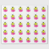 Weiße Biene mit rosa Blume Geschenkpapier (Flach)