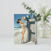 Weiße Bikinis am Strand Postkarte (Stehend Vorderseite)