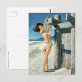 Weiße Bikinis am Strand Postkarte (Vorne/Hinten)