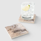 Weiße Birch Tree Bark Steinuntersetzer (Seitenansicht)