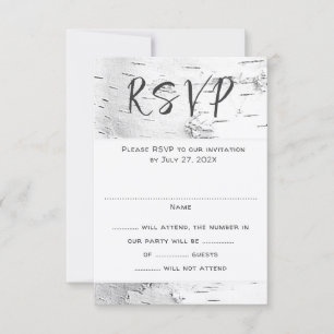 Weiße-Birke-Hochzeits-RSVP-Gästezahl-Beilage RSVP Karte