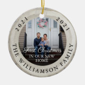 Weiße Birke Slide erste Weihnachten in unserer neu Keramik Ornament (Vorne)