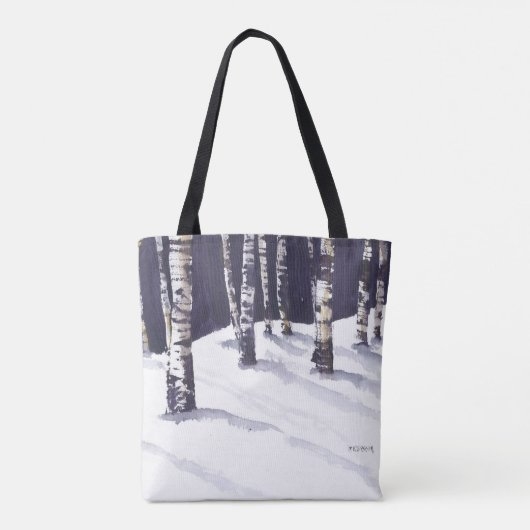 Weiße Birken im Winter Tasche (Rückseite)
