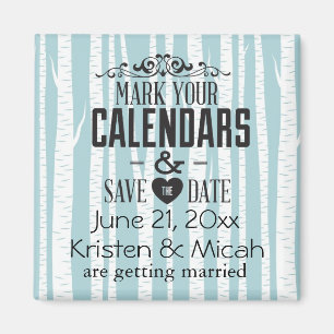 Weiße Birken Save the Date Magnet