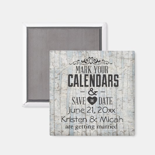 Weiße Birken Save the Date Magnet (Vorderseite/Rückseite)
