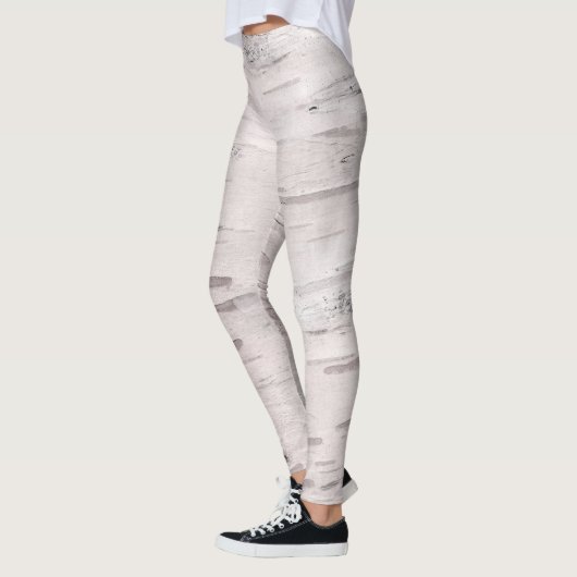 Weiße Birkenbaum Holz Rustikaler Stallbaum Chic Leggings (Links)