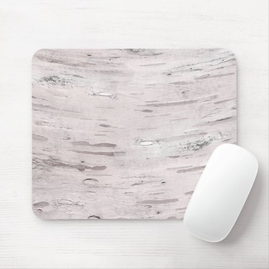 Weiße Birkenbaum Holz Rustikaler Stallbaum Chic Mousepad (Mit Mouse)