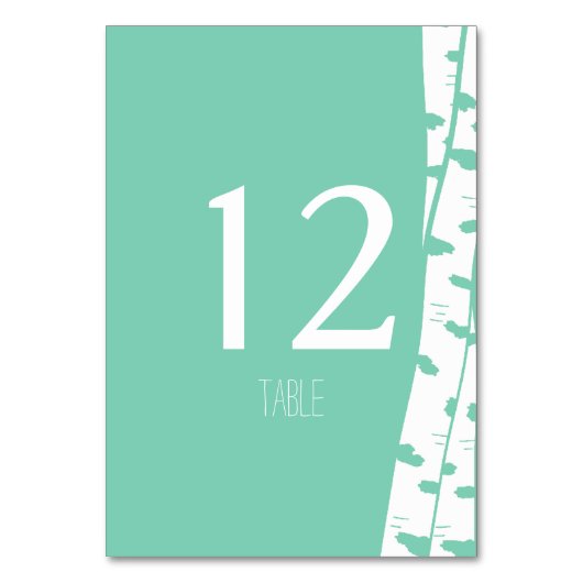 Weiße Birkenbaum-Tischnummer Tischnummer (Rückseite)