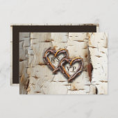 Weiße Birkenbaum Twig Herzrahmen RSVP Karte (Vorne/Hinten)