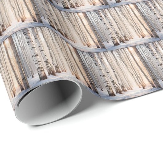 Weiße Birkenbäume im Winter Geschenkpapier (Rolleneckpunkt)