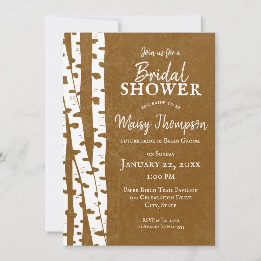 Weiße Birkenbäume Rustikales Brautparty Einladung (Vorderseite)