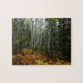 Weiße Birkenbäume und Herbst-Fernen am Rocky Mount Puzzle (Horizontal)