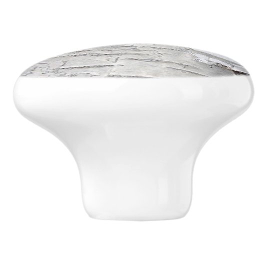 Weiße Birkenbaumrinde Keramikknauf (Seitenansicht)