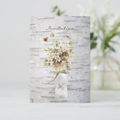 Weiße Birkenhochzeit in rustikaler Wildblume Einladung (Stehend Vorderseite)