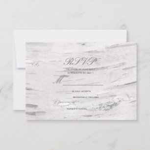 Weiße Birkenholz-Rustikal-Scheunen-Landhochzeit RS RSVP Karte