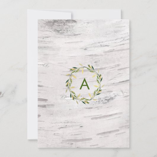 Weiße Birkenholz-Rustikale Kreidezeit Einladung (Rückseite)