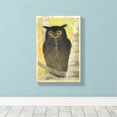 Weiße Birne und Horned Owl Katsuda Yukio Vogelkuns Leinwanddruck (Insitu (Holzboden))